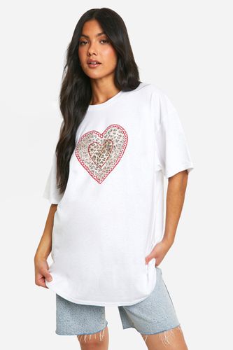 Womens Maternity Leopard Heart Print Oversized T-shirt - - 12 - boohoo - Modalova