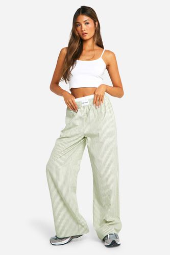 Womens Contrast Waistband Stripe Wide Leg Trouser - - 8 - boohoo - Modalova