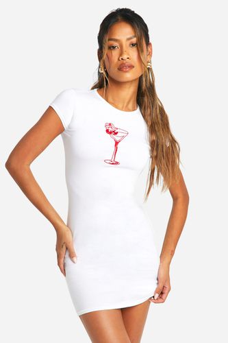 Womens Martini Embroidered Cap Sleeve Bodycon Dress - - 14 - boohoo - Modalova