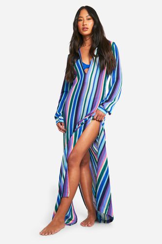 Womens Multi Stripe Knitted Beach Maxi Dress - - L - boohoo - Modalova