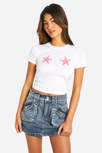 Womens Starfish Print Baby T-shirt - - L - boohoo - Modalova