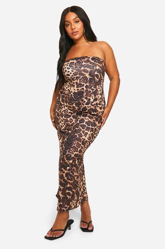 Womens Plus Leopard Bandeau Maxi Dress - - 16 - boohoo - Modalova