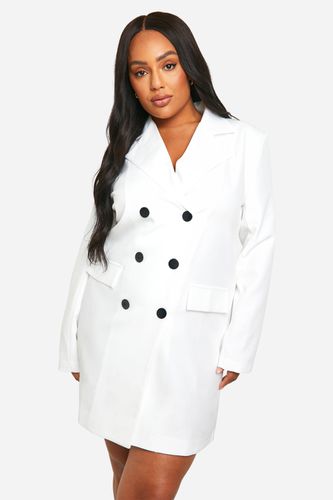 Womens Plus Contrast Button Blazer Dress - - 20 - boohoo - Modalova