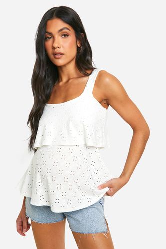 Womens Maternity Jersey Broderie Overlay Cami Top - - 16 - boohoo - Modalova