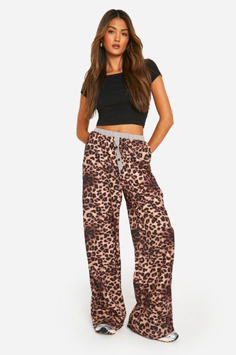 Womens Contrast Boxer Waistband Detail Leopard Print Trousers - - 12 - boohoo - Modalova