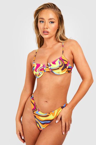 Womens Marble Underwired Bikini Top - - 8 - boohoo - Modalova