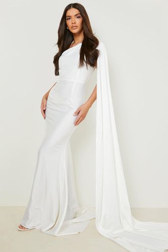 Womens Satin Asymmetric Drape Fishtail Maxi Dress - - 12 - boohoo - Modalova