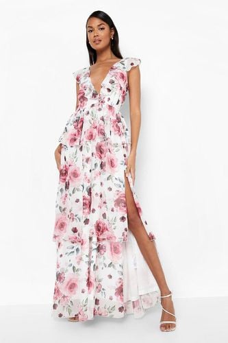 Womens Floral Tiered Ruffle Maxi Dress - - 8 - boohoo - Modalova