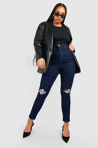 Womens Plus High Waisted Distressed Skinny Jeans - - 28 - boohoo - Modalova