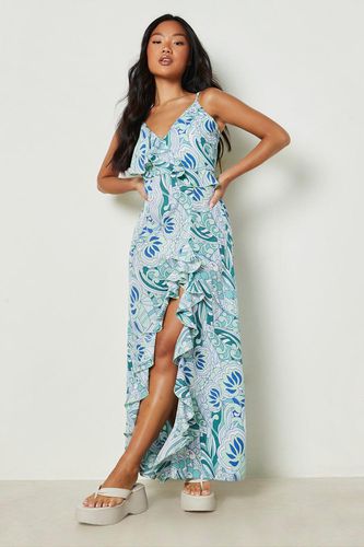 Womens Petite Paisley Ruffle Wrap Maxi Dress - - 10 - boohoo - Modalova