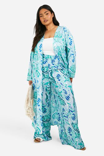 Womens Plus Paisley Print Longline Kimono - - 18 - boohoo - Modalova