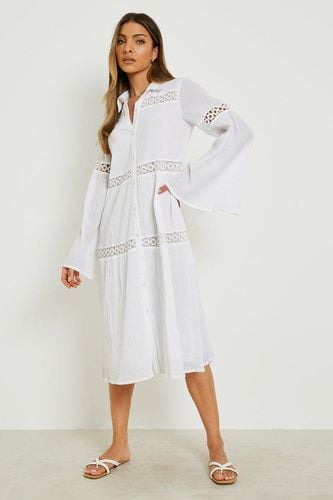 Womens Cheesecloth Flare Sleeve Shirt Dress - - 12 - boohoo - Modalova
