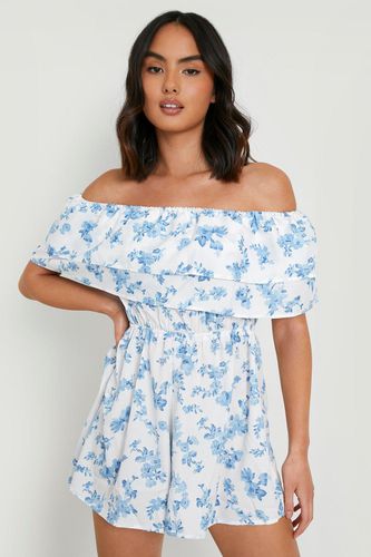 Womens Floral Bardot Flippy Playsuit - - 16 - boohoo - Modalova