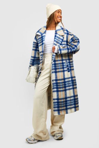 Womens Oversized Check Wool Look Coat - - 8 - boohoo - Modalova