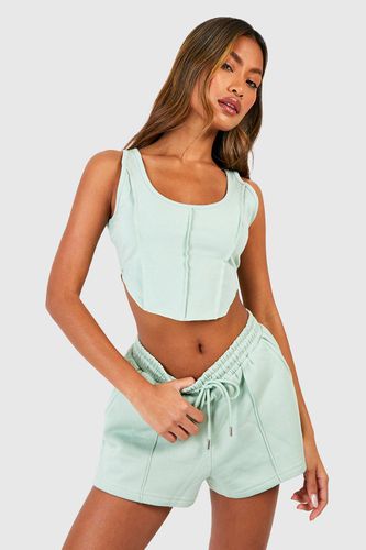 Womens Exposed Seam Crop Top And Shorts Set - - L - boohoo - Modalova