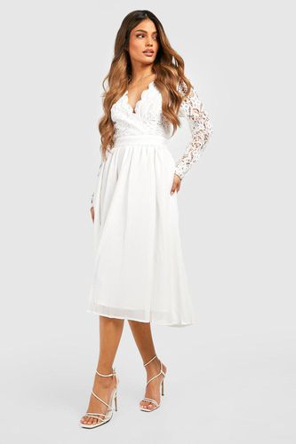 Womens Lace Open Back Midi Skater Dress - - 12 - boohoo - Modalova