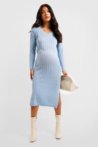 Womens Maternity V Neck Slouchy Knitted Midi Dress - - 12 - boohoo - Modalova