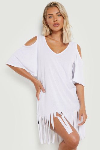 Womens Cold Shoulder Cut Out Tassel Beach Dress - - M - boohoo - Modalova