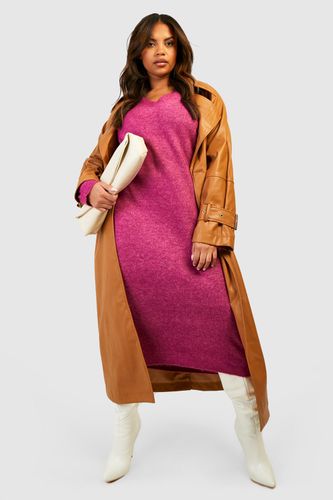 Womens Plus Slouchy Soft Knit Maxi Knitted Dress - - 16 - boohoo - Modalova