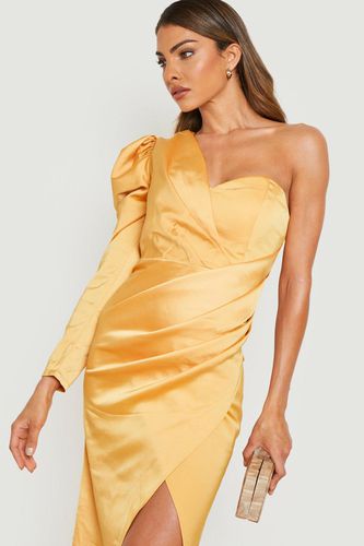 Womens Satin Puff Sleeve Wrap Maxi Dress - - 10 - boohoo - Modalova