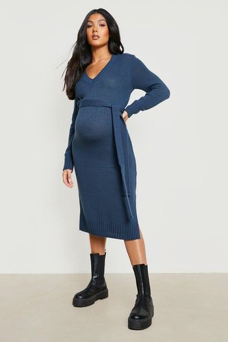 Womens Maternity V Neck Jumper Midi Dress - - 10 - boohoo - Modalova