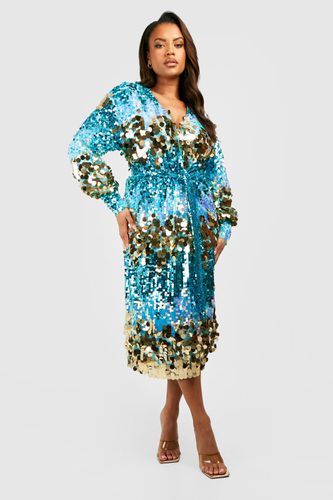 Womens Plus Mixed Sequin Detail Wrap Midi Dress - - 18 - boohoo - Modalova