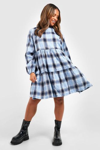 Womens Plus Brushed Check Smock Dress - - 20 - boohoo - Modalova