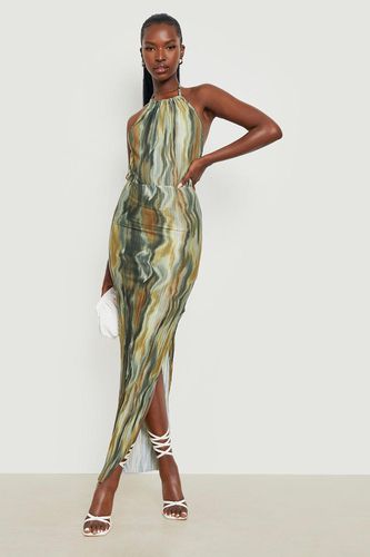 Womens Printed Plisse Maxi Dress - - 16 - boohoo - Modalova