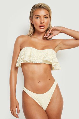 Womens Lace Frill Highwaisted Bikini Brief - - XS - boohoo - Modalova