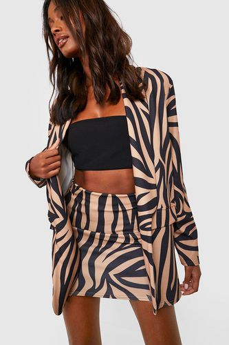 Womens Jersey Zebra Print Blazer & Micro Mini Skirt - - 10 - boohoo - Modalova