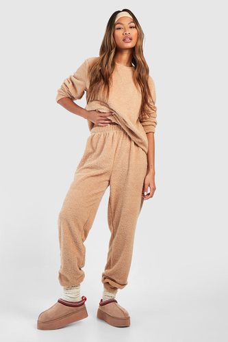 Womens Teddy Fleece Long Sleeve Loungewear Jogger Set - - L - boohoo - Modalova