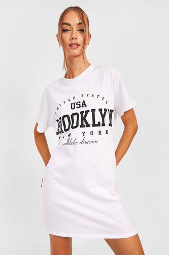 Womens Brooklyn Slogan Print Oversized T-shirt Dress - - 16 - boohoo - Modalova