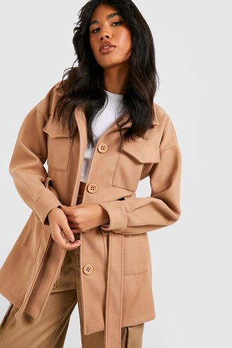 Womens Belted Utility Shacket - - 10 - boohoo - Modalova