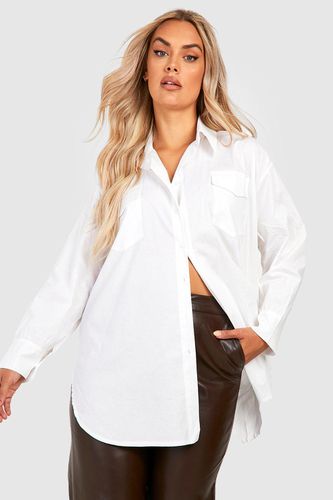 Womens Plus Poplin Oversized Utility Shirt - - 28 - boohoo - Modalova