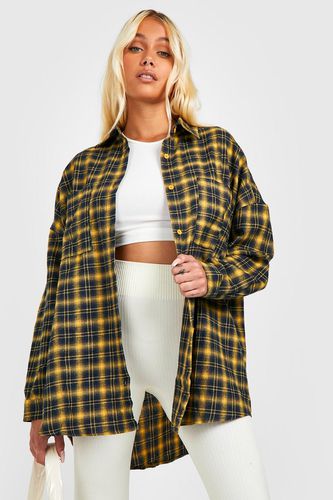 Womens Oversized Check Shirt - - 14 - boohoo - Modalova