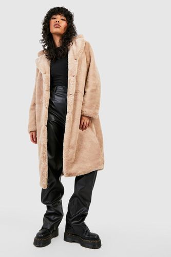 Womens Textured Faux Fur Coat - - 10 - boohoo - Modalova