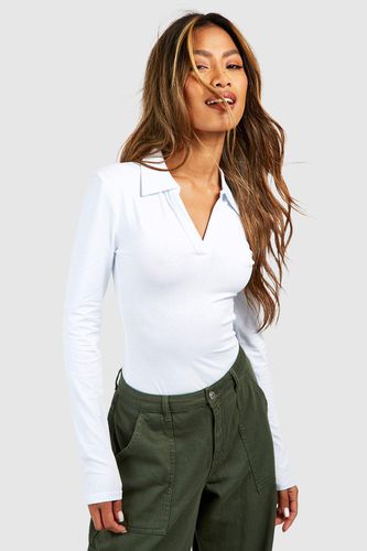 Womens Collar Long Sleeve Jersey Bodysuit - - 6 - boohoo - Modalova