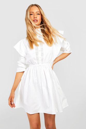 Womens Tall Cotton Poplin Embroidery Detail Shirt Dress - - 10 - boohoo - Modalova