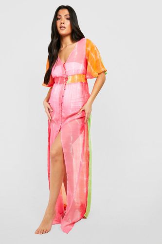 Womens Maternity Tie Dye Shirred Waist Beach Maxi Dress - - 12 - boohoo - Modalova