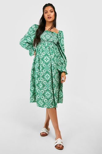 Womens Maternity Shirred Detail Long Sleeve Midi Dress - - 12 - boohoo - Modalova