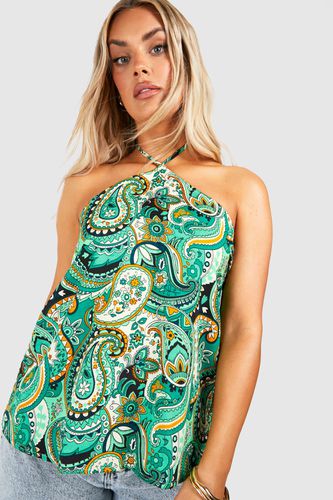 Womens Plus Paisley Halterneck Swing Cami Top - - 28 - boohoo - Modalova