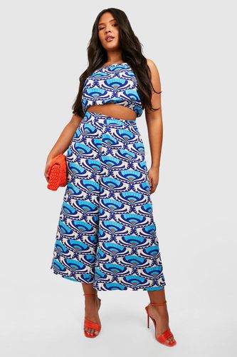 Womens Plus Printed Crop Top & Culottes Trouser Co-ord - - 18 - boohoo - Modalova