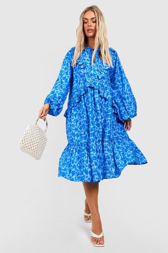 Womens Plus Floral Ruffle Midi Dress - - 28 - boohoo - Modalova