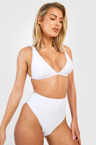 Womens Tie Shoulder Plunge High Waist Bikini Set - - 10 - boohoo - Modalova