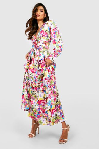 Womens Floral Cut Out Maxi Dress - - 16 - boohoo - Modalova