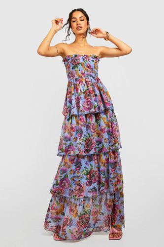 Womens Chiffon Floral Bandeau Maxi Dress - - 10 - boohoo - Modalova