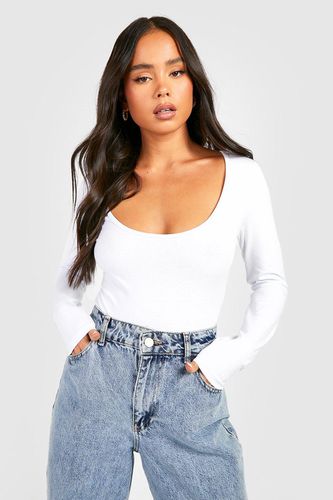 Womens Petite Basic Long Sleeve Scoop Neck Bodysuit - - 8 - boohoo - Modalova