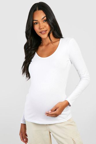 Womens Maternity Basic Long Sleeve Scoop Neck Top - - 12 - boohoo - Modalova