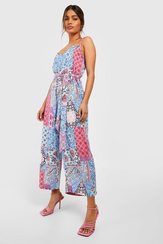 Womens Mixed Print Strappy Culotte Jumpsuit - - 12 - boohoo - Modalova