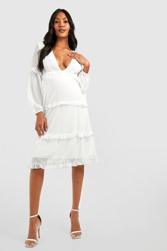 Womens Maternity Occasion Tie Back Frill Midi Dress - - 12 - boohoo - Modalova